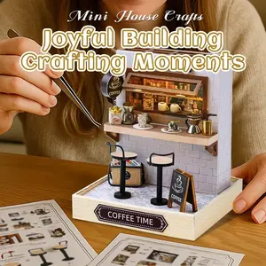 Kisoy Dollhouse Miniature with Furniture Kit, DIY 3D Wooden House Kit, Handmade Tiny House Toys, Gift for Teens and Adults, Chair