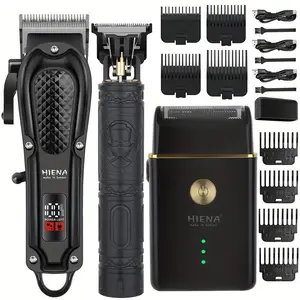 2/3 pieces of men's professional hair and beard trimming group-wireless hair clipper with LED display, precision trimming group, USB charging, suitable for home, can be used as a perfect holiday gift, Hair Clipper Kit