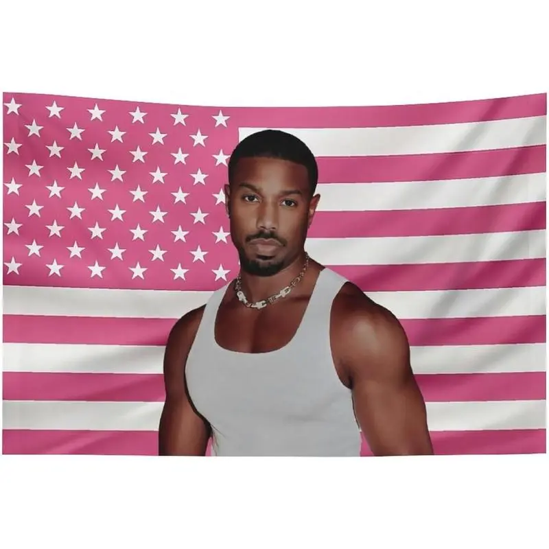 Pink America Michael B Jordan Flag wall tapestry poster for college dorm cave bedroom living room office party decoration gift 40in*60in Tapestry 40X30In (102X76Cm)