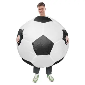 Inflatable Soccer Ball Costume for Adults Funny Blow-up Football Suit for Cheerleaders Halloween Cosplay