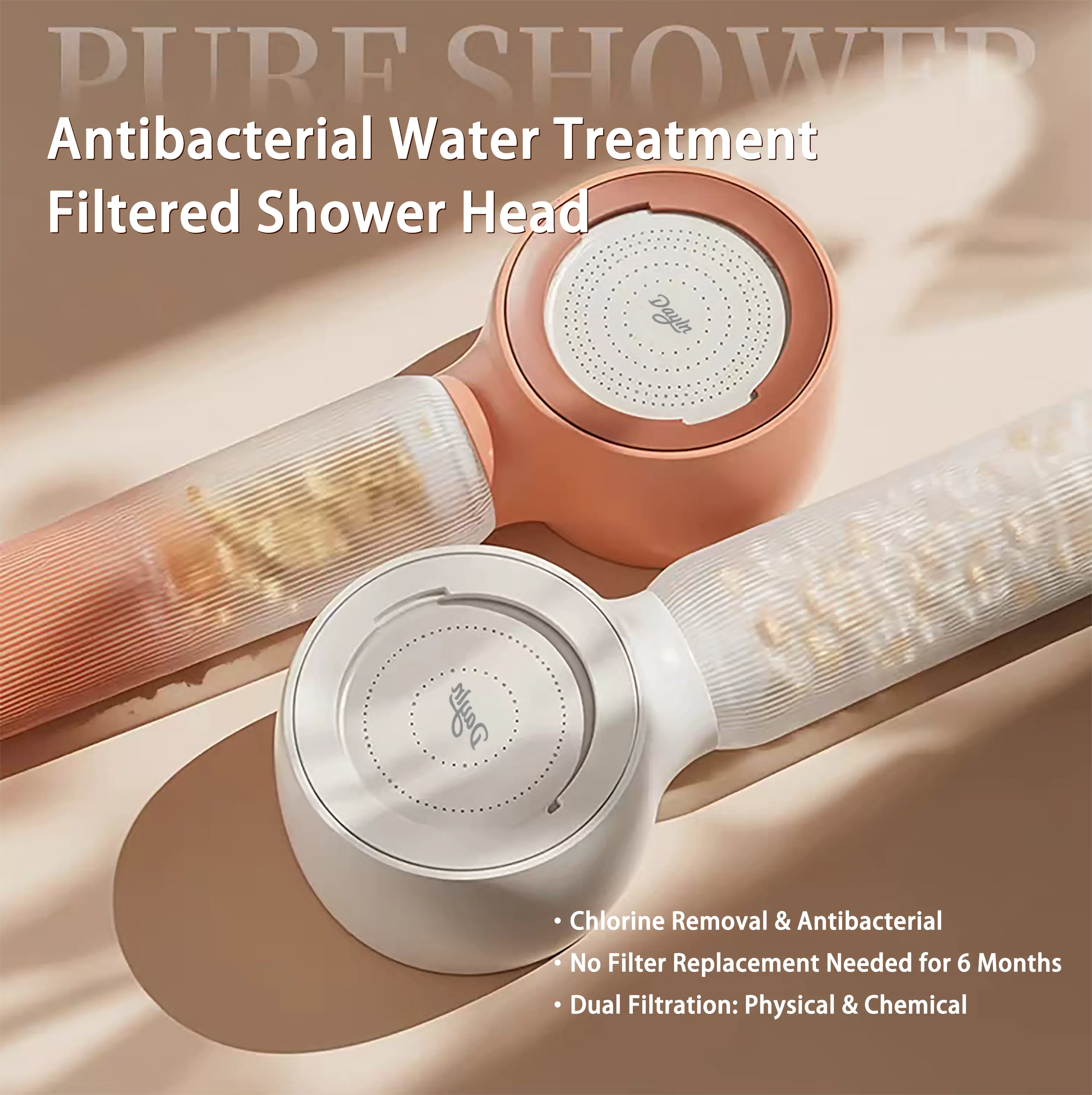 DayIn Chlorine Removal Filter Shower Head with KDF+Calcium Sulfite, Reversible Anti-Clog Panel, Built-In Filter Screen, Gentle Mist, Dual Water Pressure Pulse, Universal Fit for Home & Travel, Handheld Compatible, Chlorine Removal Showerheads & Handheld S