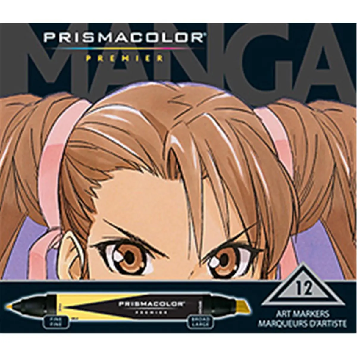 Prismacolor 1759444 Manga Art Markers - 12 Ct. Assorted Pack, Office Stationery Writing Tool for Manga, Includes Sunburst Yellow, Brick Beige, Cloud Blue, Eggshell, French Grey 20%