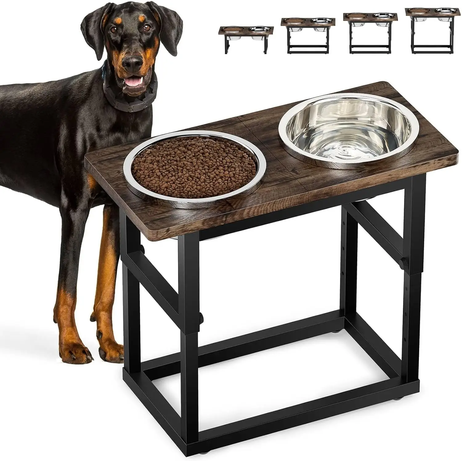 Dog lover 5 Adjustable Height Raised Dog Bowls for Large Dog Stainless Steel 2.2LPet Supplies Elevated Slow Feeder Feeding