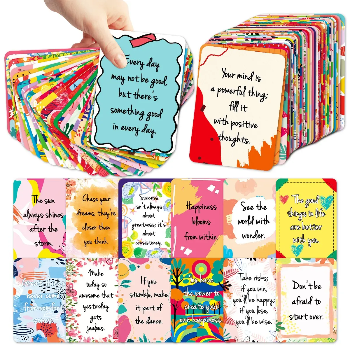 50 Pcs Inspirational Affirmation Cards for Women, Motivational Quotes, Daily Positive Cards, Lunch Box Notes, Unique Mini Postcards, Vertical Cards, Versatile Usage, Daily Positivity, Unique Designs, Positive Reinforcement, Positive Message Card
