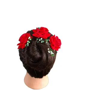 Red Rose Flower Hair Accessory for Women and Girls