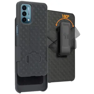 Nakedcellphone Case with Clip for OnePlus Nord N200 5G, Slim Hard Shell Phone Cover with Kickstand and [Rotating/Ratchet] Belt Hip Holster Combination