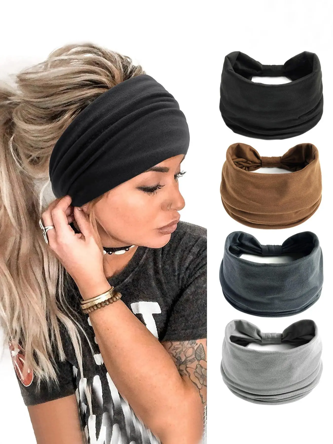 Summer Women's Simple Plain Color Elastic Hair Band for Women & Girls, Minimalist Headwear Suitable for Thick Hair, Fashion Hair Accessories for Party