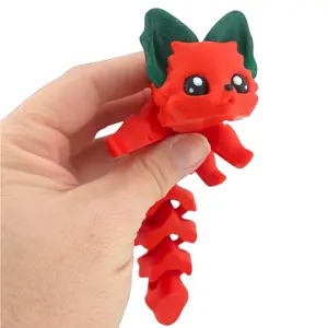 Sara The Strawberry Fox Flexi Fox 7.5 Inches - 3D Printed Fantasy Creature - Desk Decor
