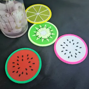 4pc Silicone Fruit Coasters Cup Pad Non Slip Glass Mat