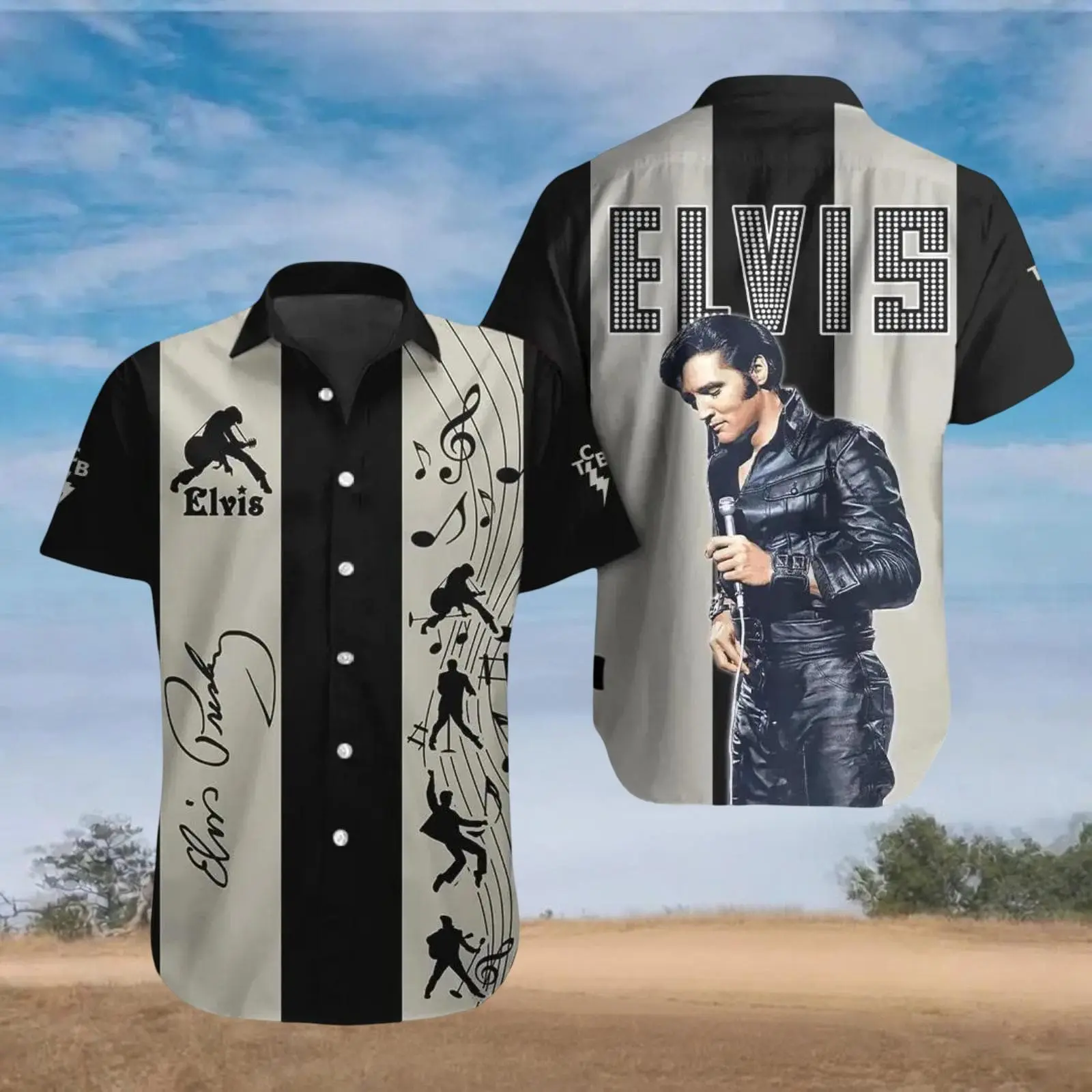 Elvis Presley Button Shirt, King Of Rock Hawaiian Shirt, Button Up Shirt, Rock N Roll Merch, Gift For Elvis Presley Fan