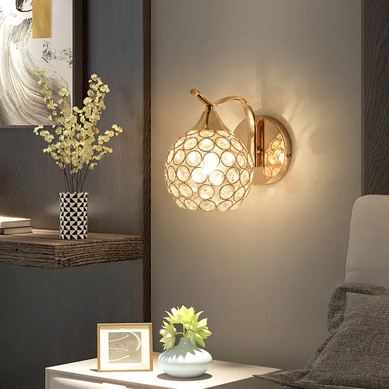 Nordic Wall Lamp Modern Minimalist Creative Crystal Living Room Background Wall Light Bedroom Stair Bedside Lamp Led Wall Light