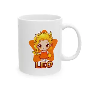 Colorful Leo Ceramic Mug, Floral Coffee Cup, Gift for Plant Lovers, Birthday & Housewarming Gift, 11oz or 15oz, Zodiac Signs