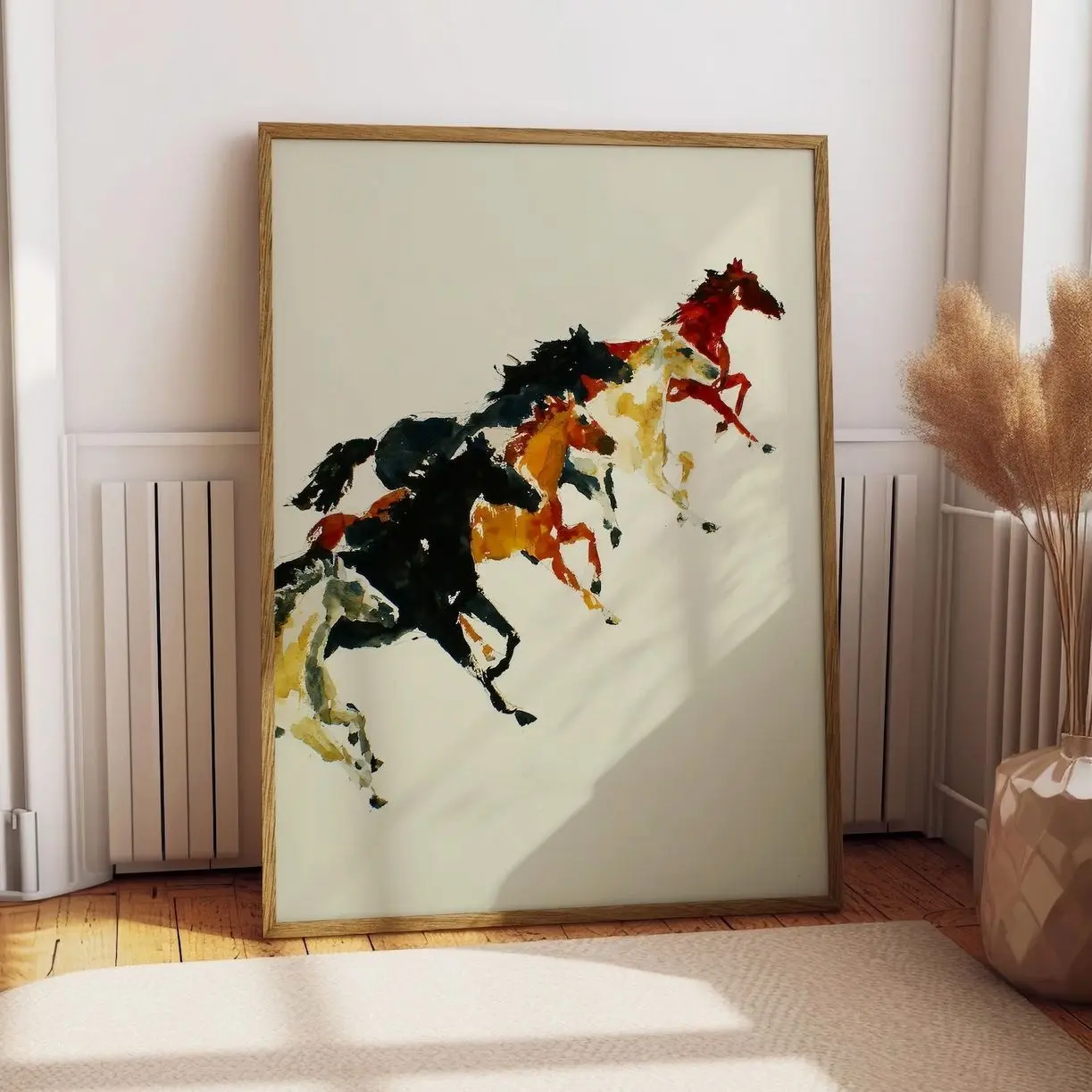 Abstract Horse Wall Art, Wild Running Horses Print, Modern Watercolour Decor R