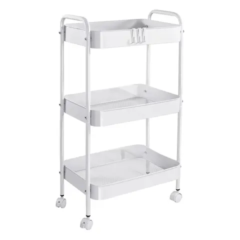 3-Tier Rolling Utility Cart with Wheels, Space-Saving Storage Organizer for Kitchen, Bathroom, Office and Dorm, Easy Assembly