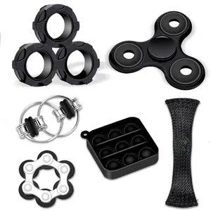 Fidget Gadget Whole Set - Includes Various Black Fidget Tools with Multiple Shapes and Storage Options