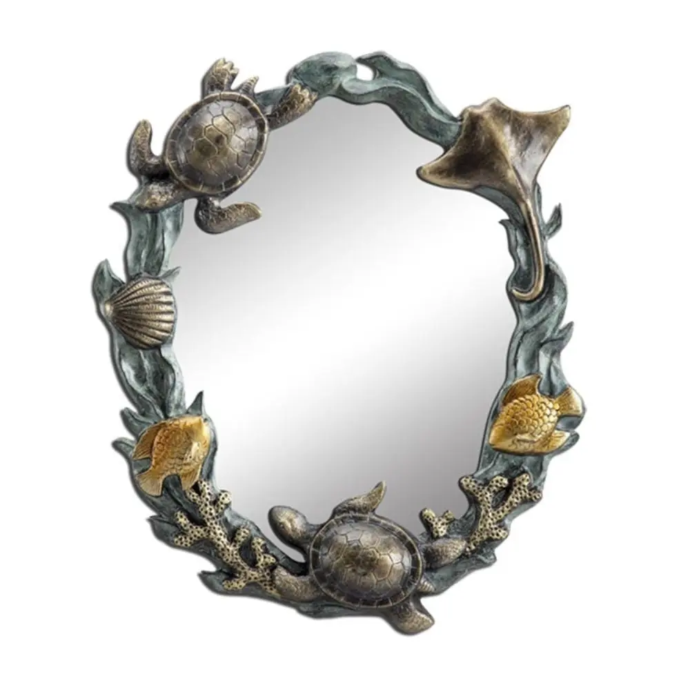 SPI Home Turtles and Sealife Wall Mirror – Coastal Metal Design, 19.5" H x 16" W, Ocean-Inspired Decor Accent