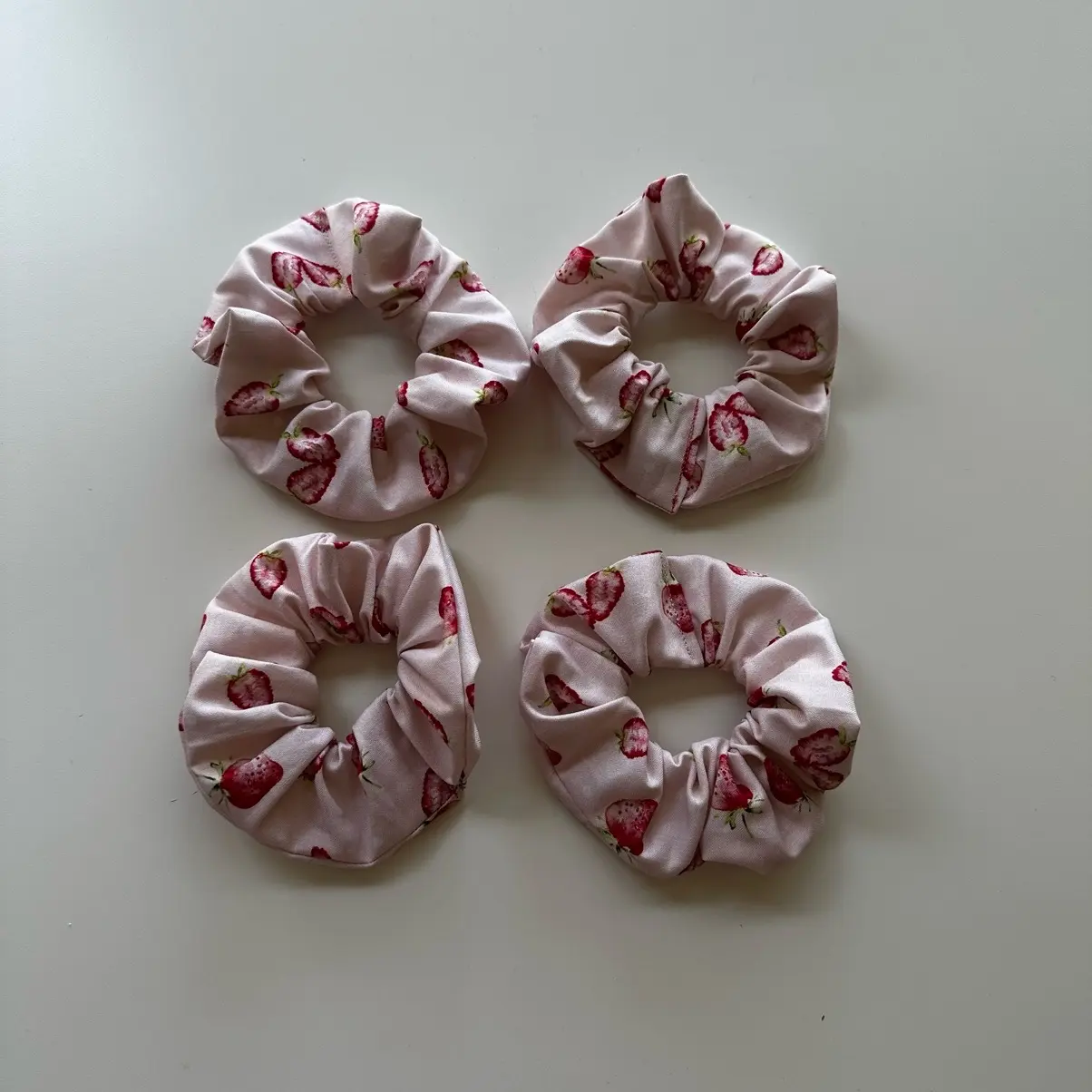 Clo’sSpookyCorner Handmade 100% Cotton Scrunchy Strawberries & Cream Pattern