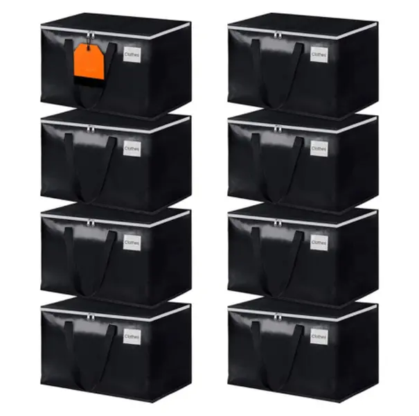 88L 8-Pack Heavy-Duty Moving Bags, Large Storage Totes with Reinforced Zippers, Handles & Large Capacity