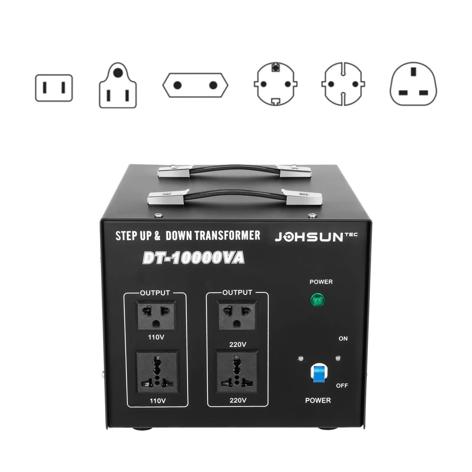 8000W Heavy Duty Step Up/Down Voltage Converter with 4 US Standard Outlets, 110V to 220V & 220V to 110V, 10KVA Transformer with Overload/Over-Temp Protection, for Home Appliances Coffee Maker Kettle Rice Cooker Juicer Refrigerator