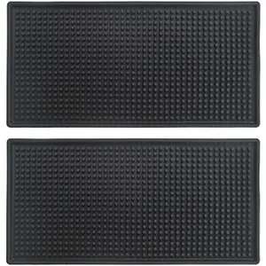 Rubber Service Bar Mat, Anti-slip12 x 6" Rubber Bar Spill Mat, 2 count  PVC Pad for Kitchen, Restaurant, Countertop, Hotel, Beverages(2Pcs)
