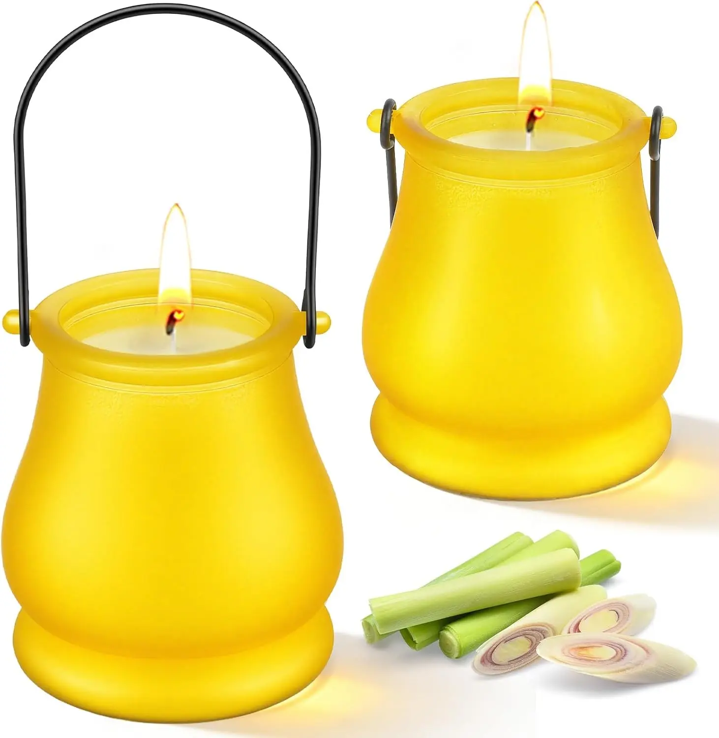 Citronella Candles Outdoor, 2 Pack 20oz Soy Wax Large Citronella Candles, 120 Hours Long Lasting Lemongrass Jar Candles Lantern for Patio Garden Camping Balcony Backyard Home, Summer Gift