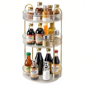 Mothers Day Gift 360 Degree Rotating Storage Organizer Large Capacity Transparent Case for Vanity Skincare Cosmetics Perfume and Kitchen Spice Jars Multifunctional Countertop Organizer for Home Use