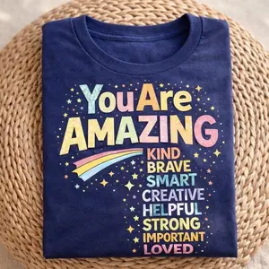 You Are Amazing Affirmation Shirt, Positive Message Tee, Inspirational Mental Health Shirt, Kind Brave Smart Graphic T-Shirt Gift