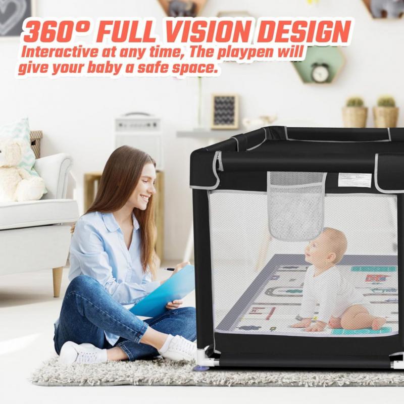 Baby Playpen with Walking Pull Ring, Storage Bag, Indoor and Outdoor Playard, Play Pens for Kid Activity Center, Sturdy Safety Baby Fence with Breathable Mesh for Toddler playpen