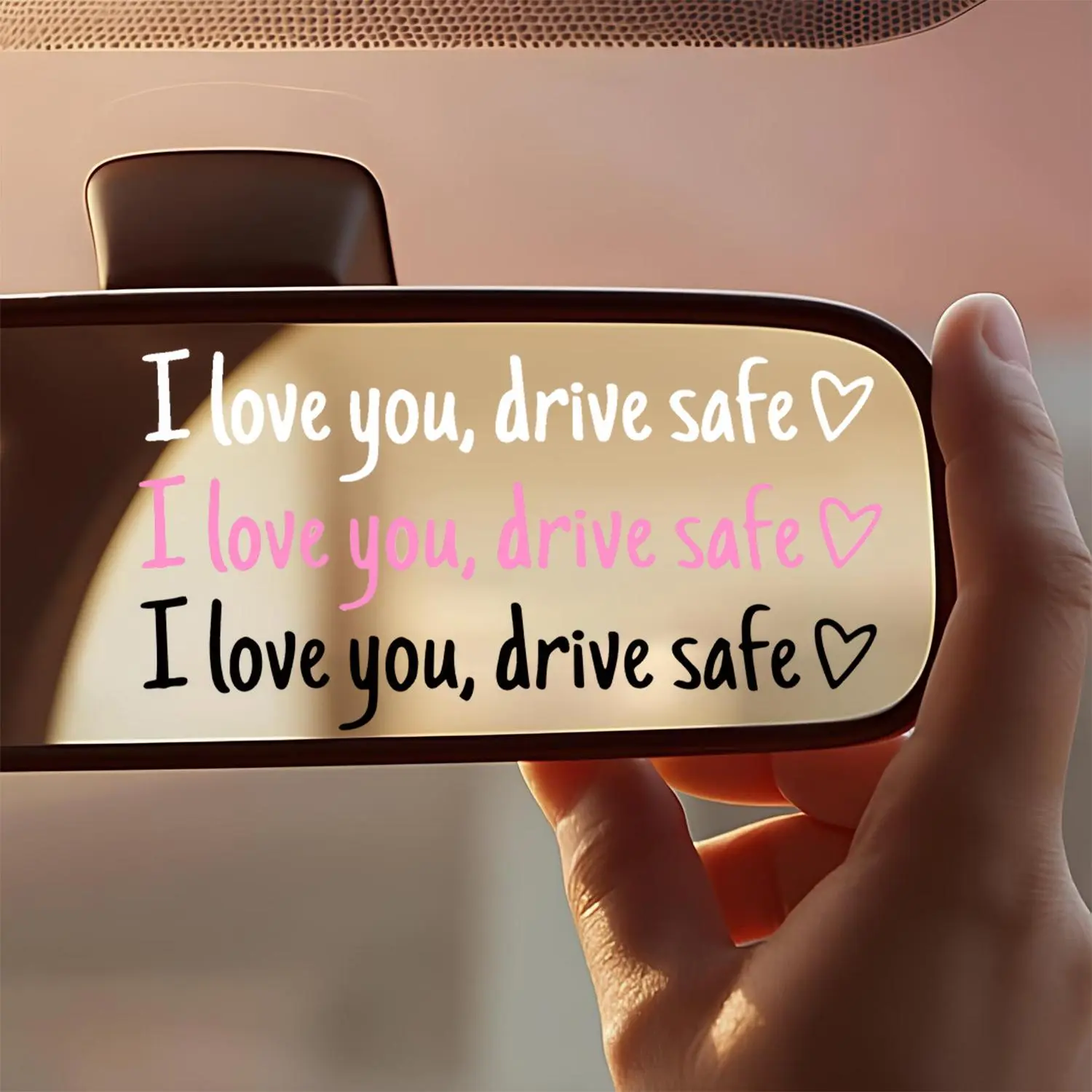 oceantree 6X "I Love You Drive Safe" Black Mirror Decal, Universal Vinyl Decals, Girly Car Accessories, Car Exterior Accessories, Rear View Mirror Decor, Valentine's Day Gift for Her summervibes, Universal Car Sticker,