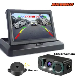 4.3 Inch Foldable Car Display + Triple Rear Camera, HD Night Vision, Universal Folding Screen, Parking Assistance Kit