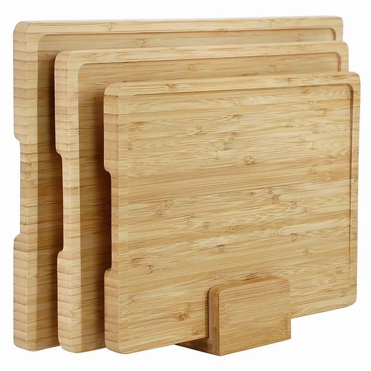 MegaChef Sturdy Wooden Chopping Board Set - With Base, Handles, and Included Knives for Kitchen Food Prep