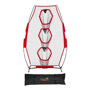 Football Throwing Net 8 x 4 Inch for Training and Target Practice, 5 Pocket Design, Knotless Mesh, Durable Straps, Portable Carry Case, Backyard and Indoor or Outdoor QB Training, Red