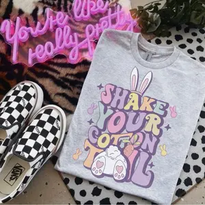 Shake Your Cotton Tail  Ash Grey T-Shirt - Bleached - Gildan - Unisex