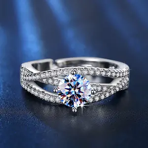 Adjustable Moissanite Ring, 925 Sterling Silver, Jewelry Gift for Women, Men, Girls, Boys, Wife, Girlfriend