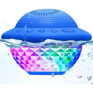 Floating Pool Speaker with Colorful LED Lights, IPX7 Waterproof Hot Tub Bluetooth Speakers, 10W Stereo Loud Sound, Built-in Mic,Bluetooth 5.3 Portable Wireless Speaker for Shower Bathtub Outdoor Swim