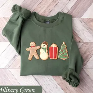 Gingerbread Cookies Christmas Sweatshirt, Family Holiday Crewneck, Xmas Matching Gift AQA