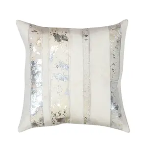 Silver Stripe Design Cowhide Safari Throw Pillow