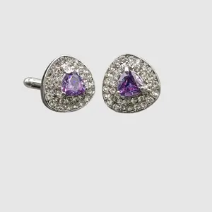 Teardrop Amethyst & Purple Diamond Halo Cufflinks