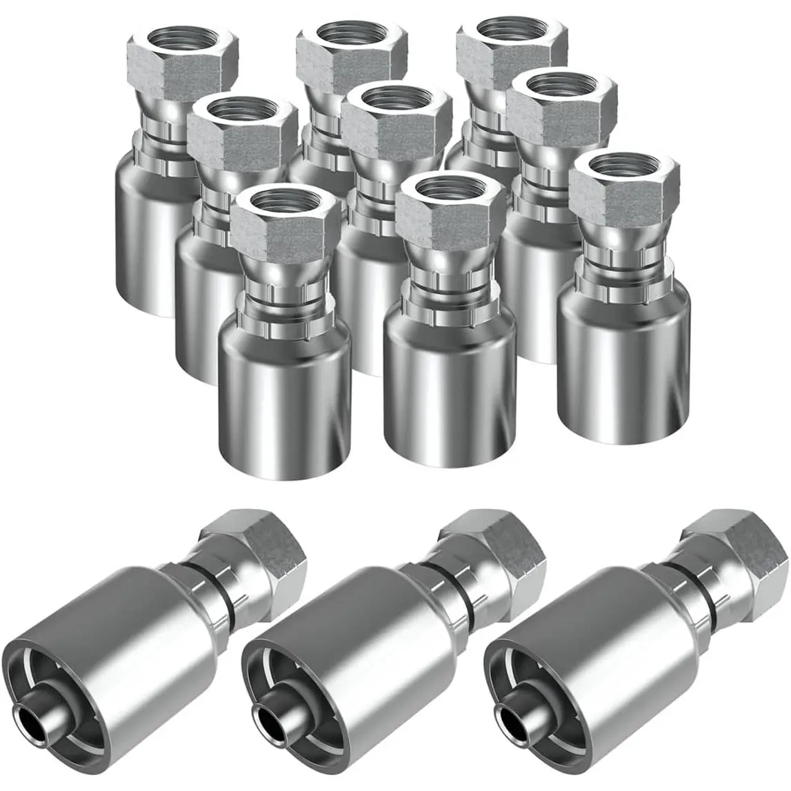 12PCS 1/4" JIC 37 °   Female Hydraulic Hose Fittings, Hydraulic Hose Crimp Fitting Ends for Air Hose Repair Kit