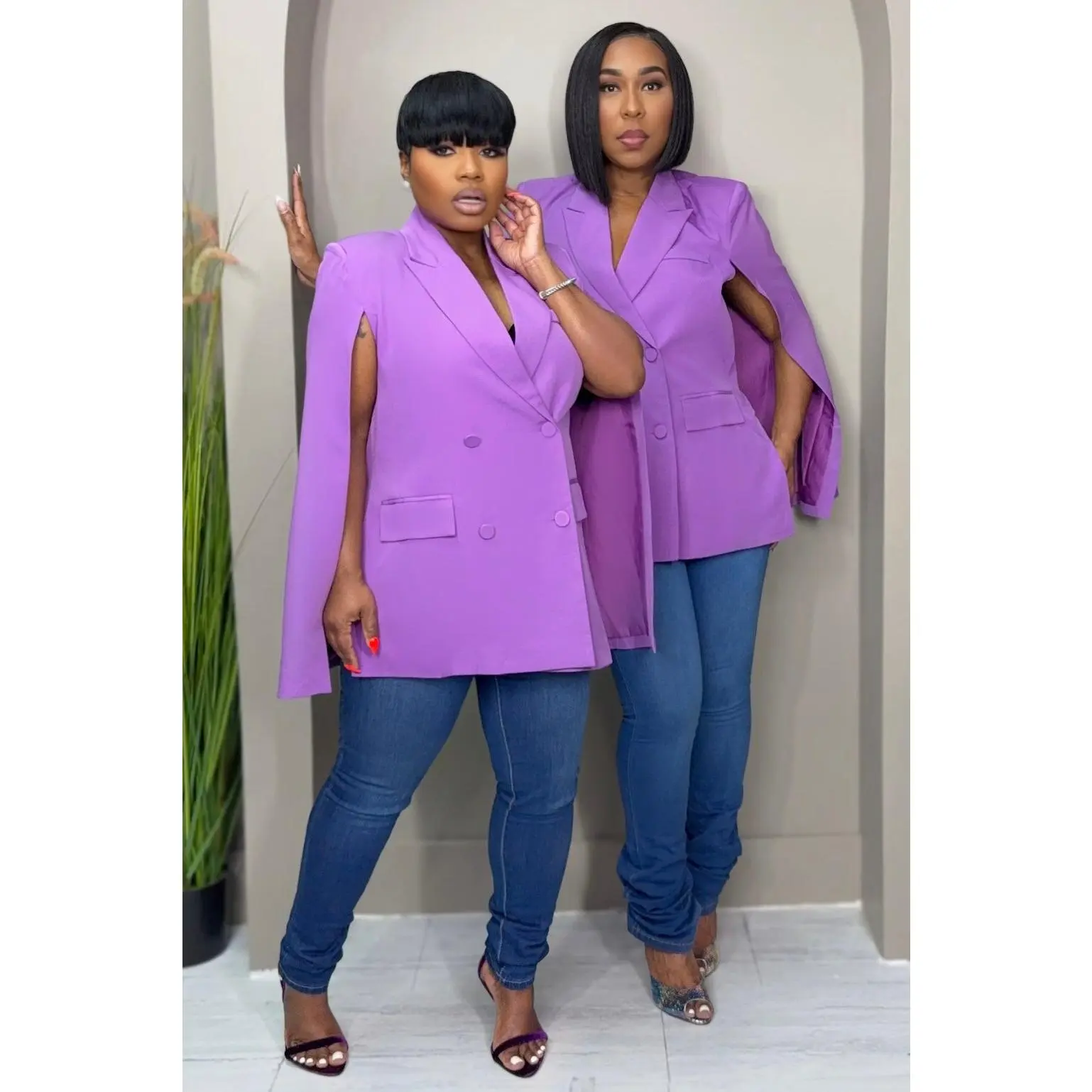 Daniela Double Breasted Cape Blazer