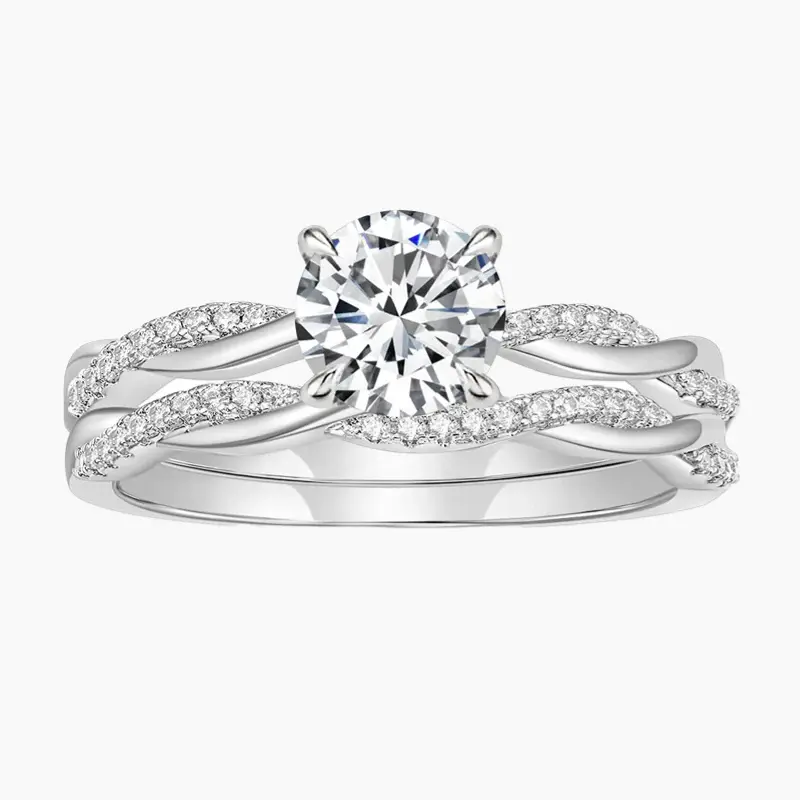 FINDURINGS 1CT 925 Sterling Silver Round Wedding Ring Set  CZ Engagement Women's Wedding Rings