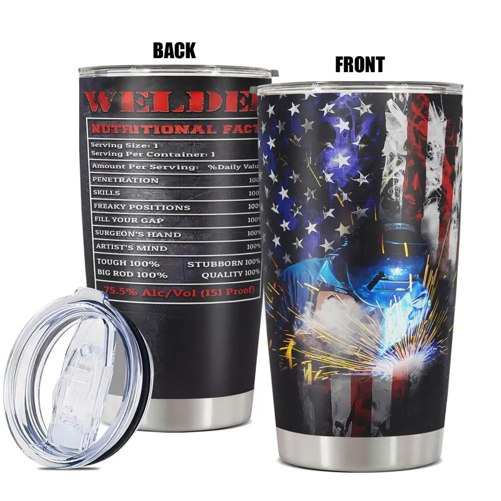 20oz Tumbler, 1 Count Welding Funny Print Insulated Tumbler, Durable Stainless Steel Tumbler, Gift for Any Occasion for Family, Friends, Coworkers, Drinkware