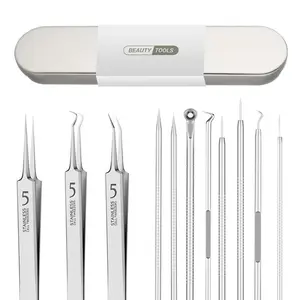 11 PCS Pimple Popper Tool Kit – Professional Blackhead Remover & Acne Extractor Tools with Stainless Steel Needles, Zit Removal Kit with Metal Case for Face Cleaning