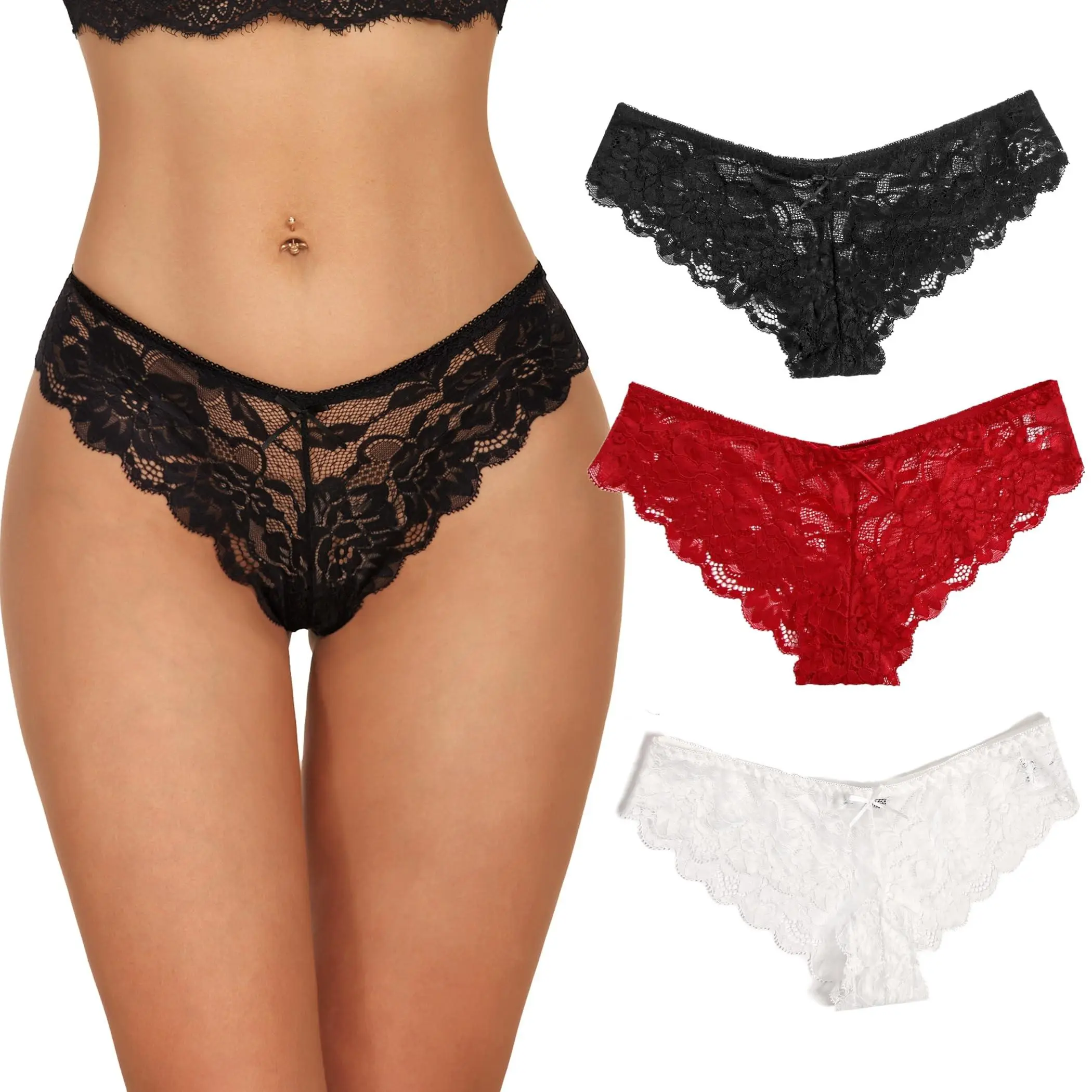 Avidlove Women Floral Lace Panties Hipster Underwear V-Shape Waistband Tangas