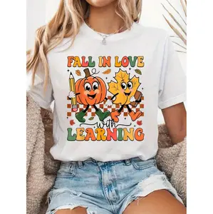 Embrace the Joy of Learning with a Cozy Thanksgiving Inspired Teacher Student T-Shirt Made from 100 Percent Cotton