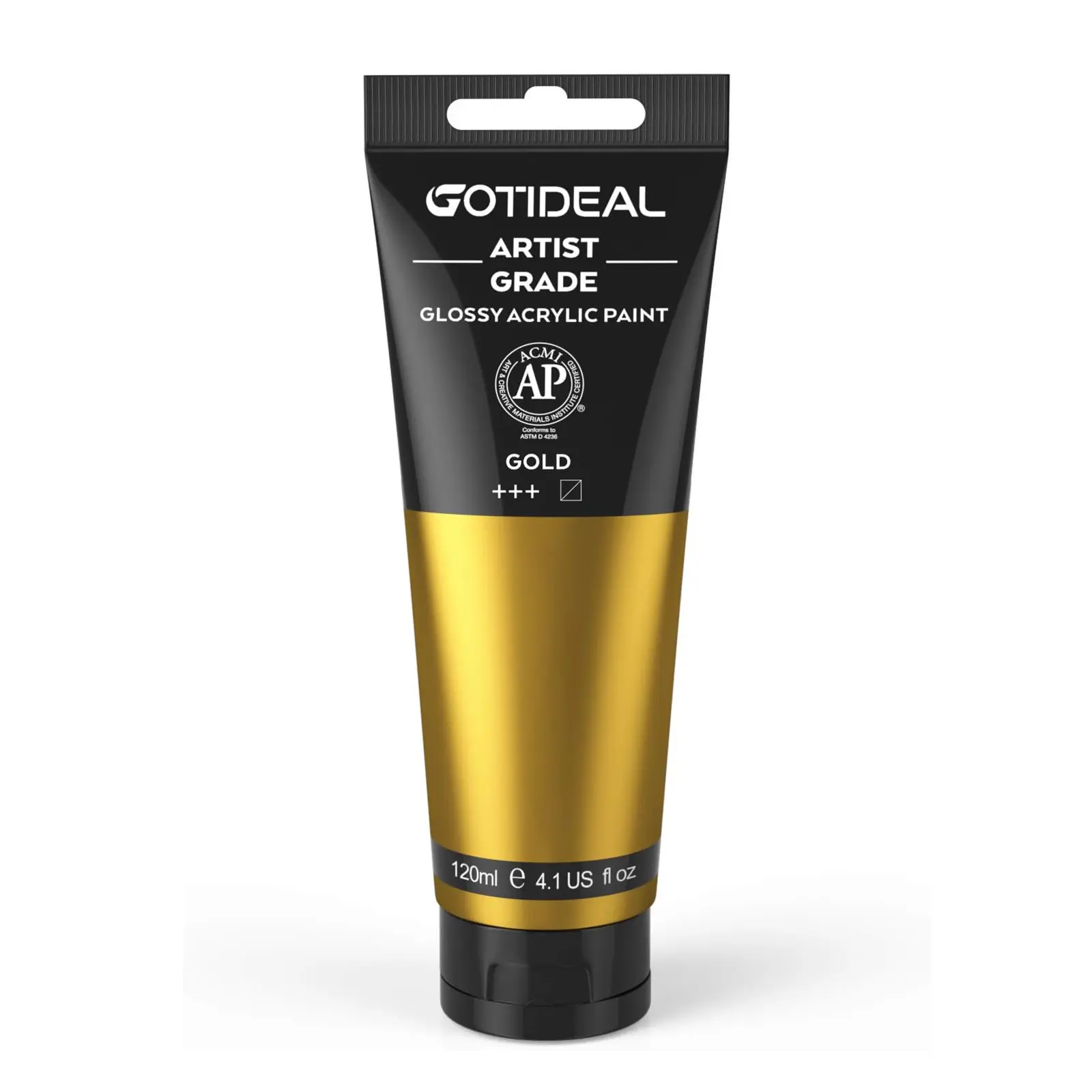 GOTIDEAL Metallic Acrylic Paint V Tubes(120ml, 4.1 oz) Non Toxic Non Fading,Rich Pigments for Painters, Adults & Kids, Ideal for Canvas Wood Clay Fabric Ceramic Craft Supplies (Metallic Gold 24K)