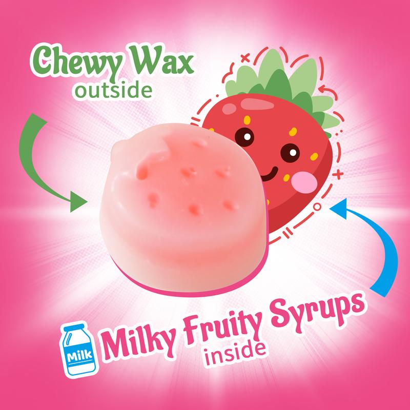 【Hyped Snack】GummyGlow Wax Candy 12 oz Bag Coconut- Variety Milk Fruity Flavor（banana，cantaloupe, strawberry） Filled Fun Shapes Edible Wax Sweet Snack for Parties Bonbon Sweet Fruit Bite