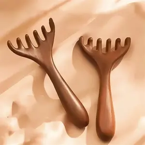 Sandalwood Antler Massage Comb – Six Prong Scalp Massager for Meridian Stimulation and Relaxation – Wooden Head Scratcher and Grooming Tool, Relaxation Aid, Scalp Stimulator