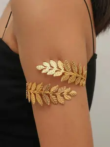 Metal Leaf Open Arm Ring, Fashion Exaggerated Roman Personalized Branch Adjustable Bracelet, Holiday Party Preferred Accessory