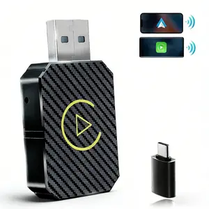 Wireless CarPlay For Apple And Android Auto Adapter，Mini Design, Plug and Play，No Latency,Hands-Free Call/Music/Navigation，Car converts wired to wireless car electronic Accessories, Wireless CarPlay Dongle